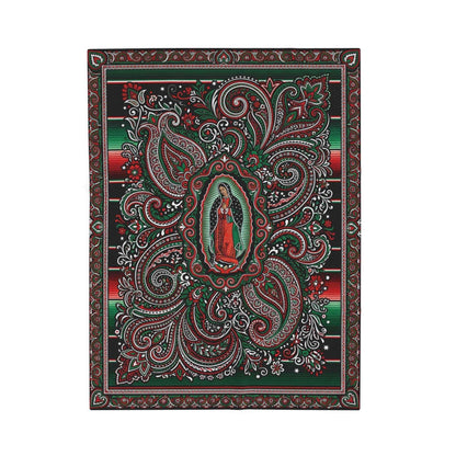 Virgen de Guadalupe Blanket, Sacred Art Throw, Mexican Folk Art Decor, Intricate Paisley Design, Spiritual Home Accent, Religious Gift