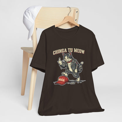 Chinga Tu Meow Cat Flipping Bird MAGA Hat Graphic product type