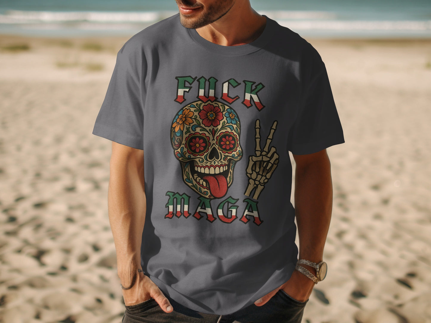 Fuck MAGA Sugar Skull Design T-shirt product type