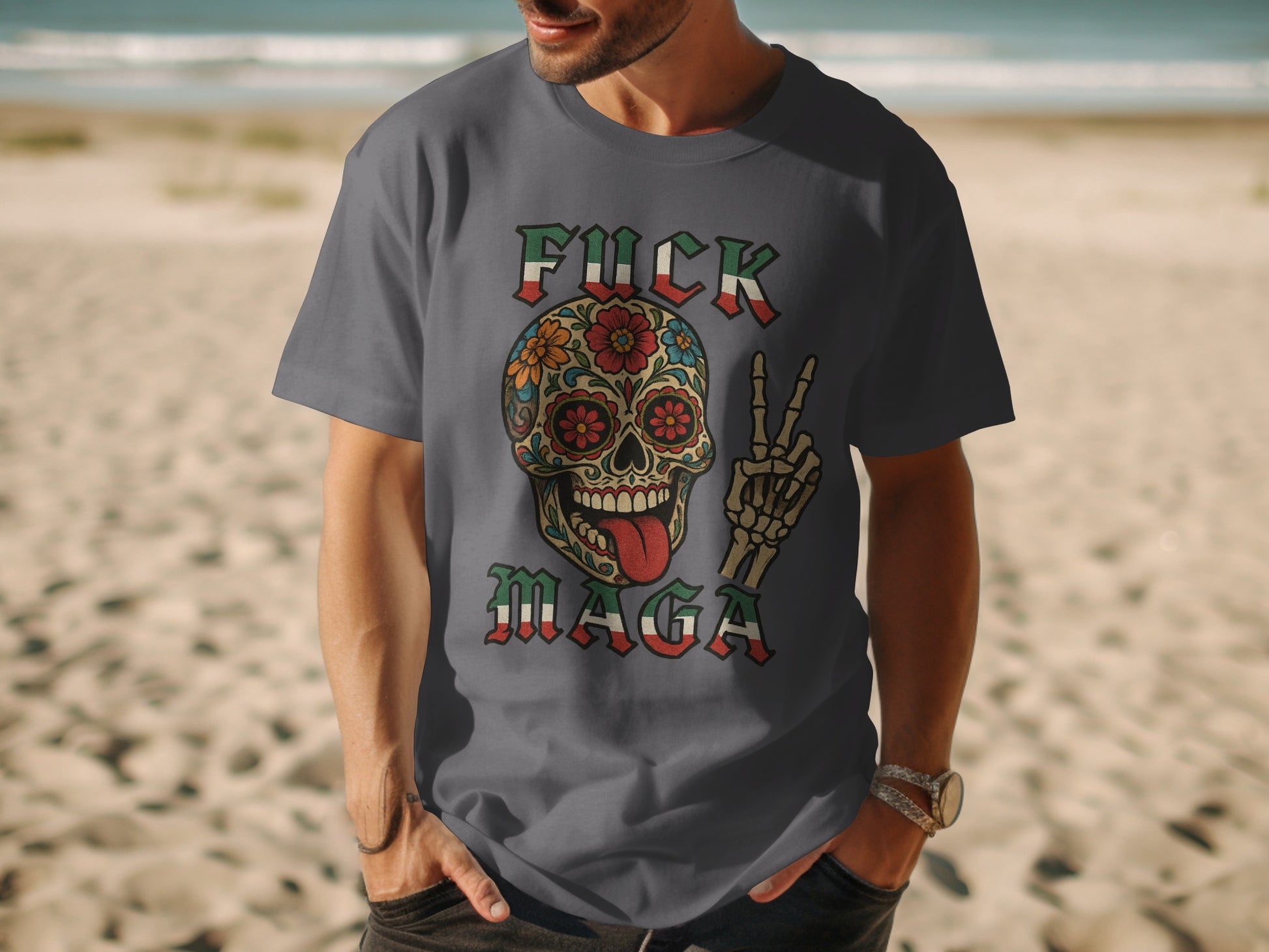 Fuck MAGA Sugar Skull Design T-shirt product type