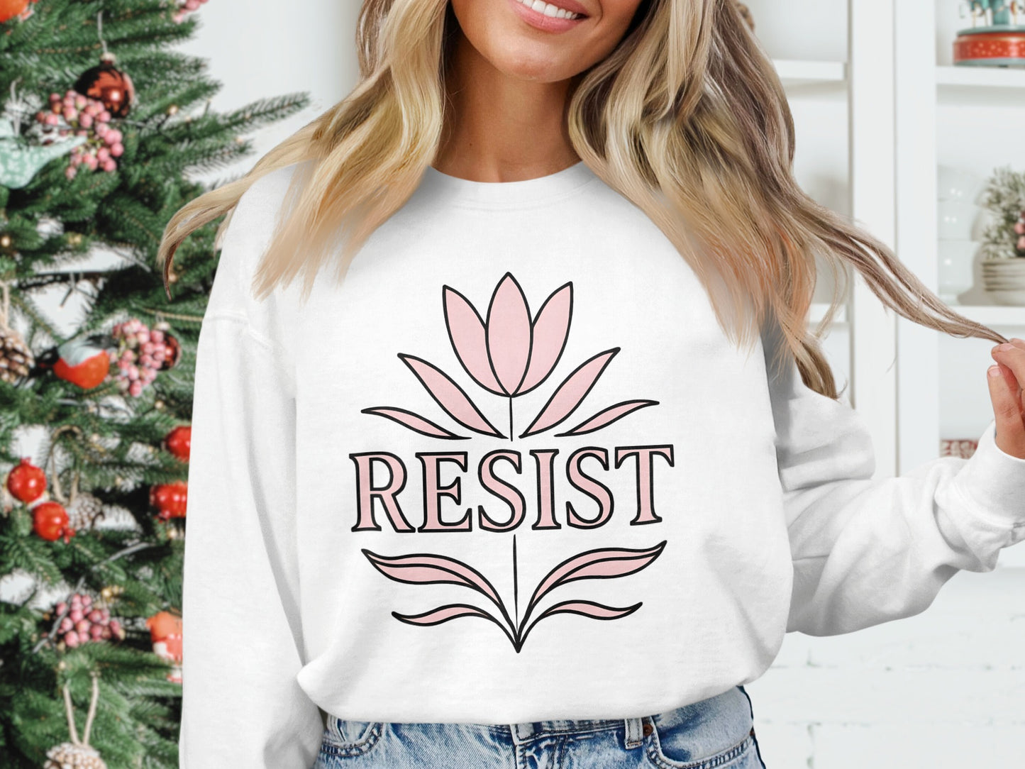 Resist Motivational Floral Design Sweatshirt product