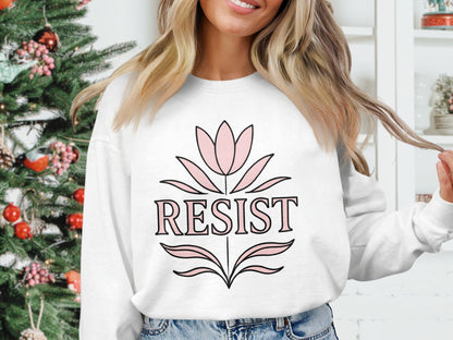 Resist Motivational Floral Design Sweatshirt product