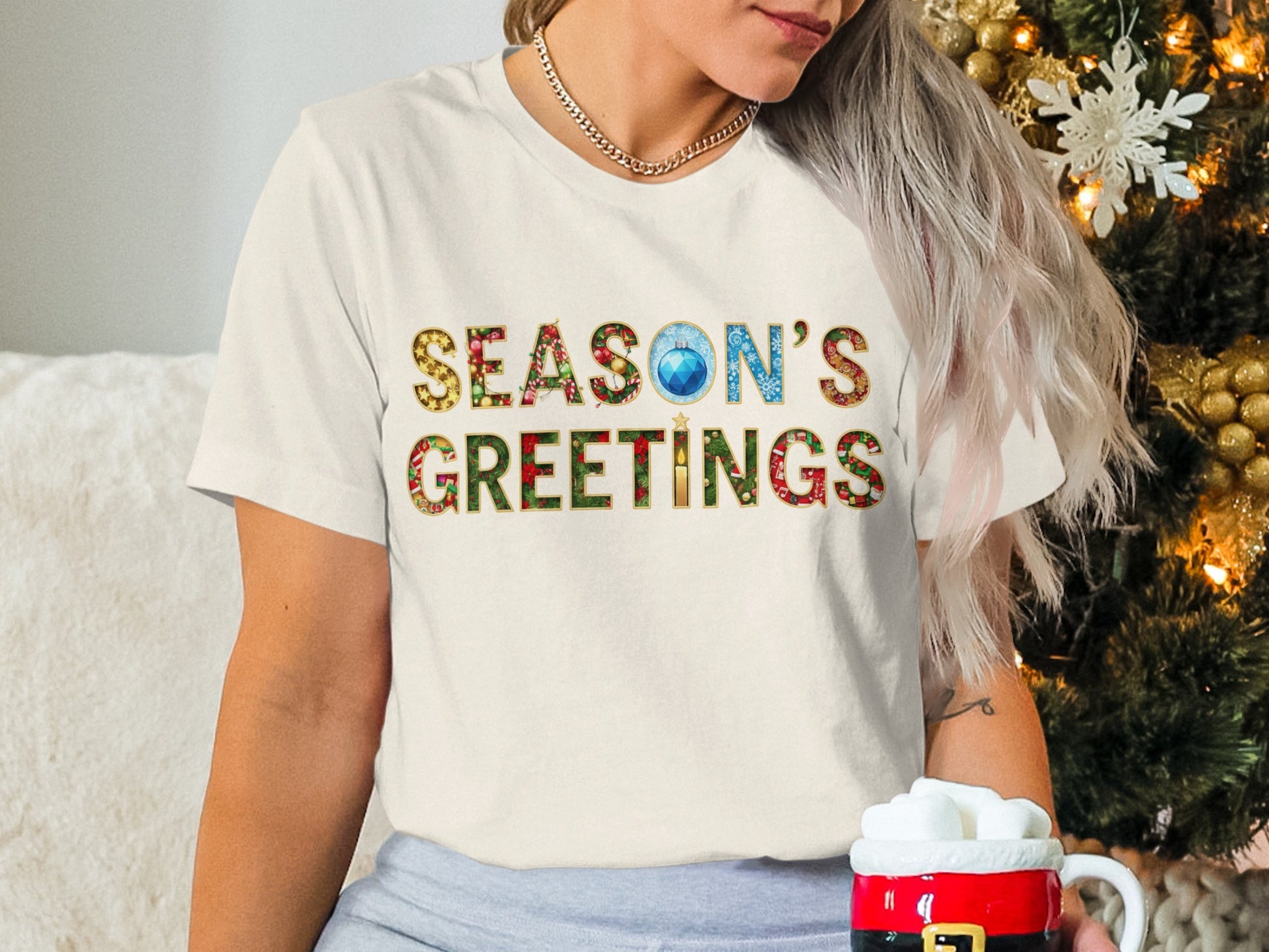 Season's Greetings Festive Lettering T-shirt