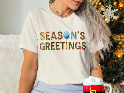 Season's Greetings Festive Lettering T-shirt