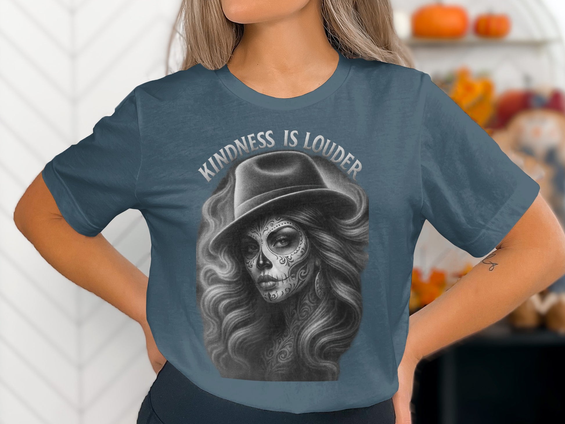 Kindness Is Louder Sugar Skull Graphic T-shirt