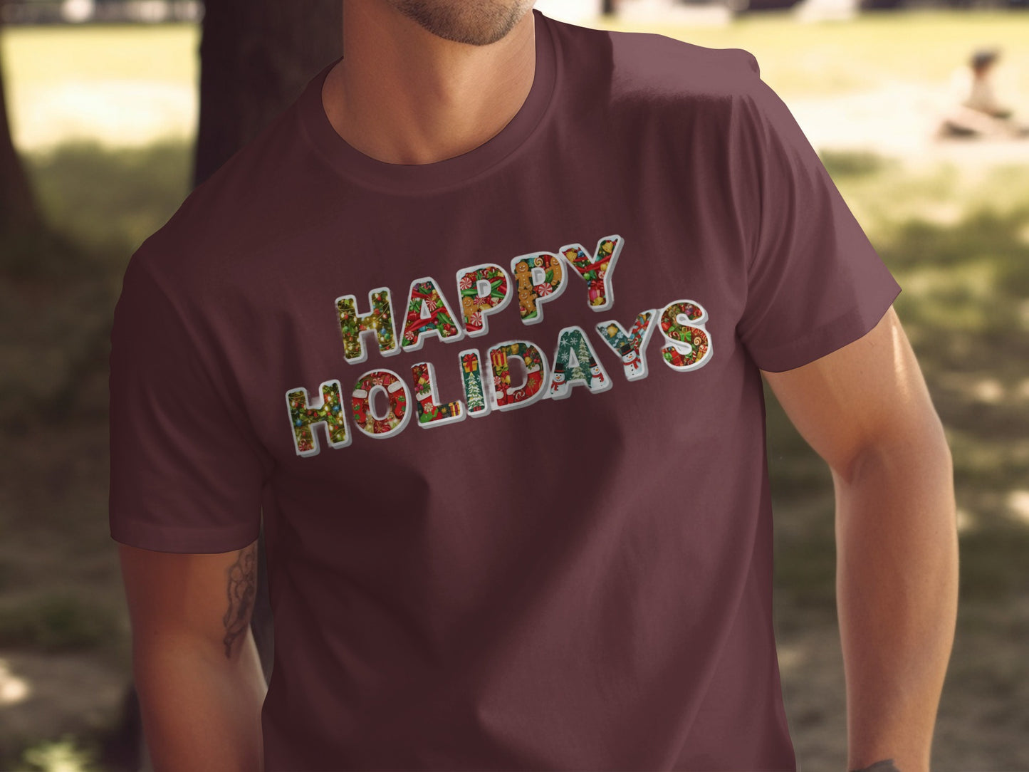 Festive Happy Holidays Graphic Tee for Christmas Celebrations