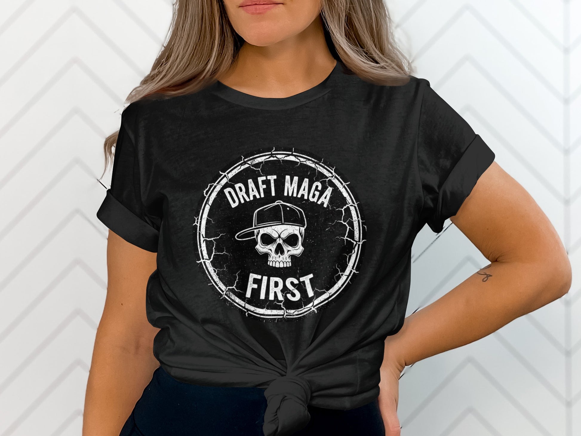 Draft Maga First Skull Graphic T-shirt