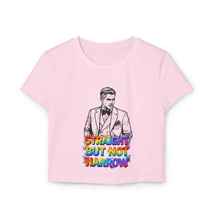 Straight But Not Narrow Women's Baby Tee | Pride Apparel, LGBTQ+ Activism, Casual Wear, Gift for Her, Statement Top