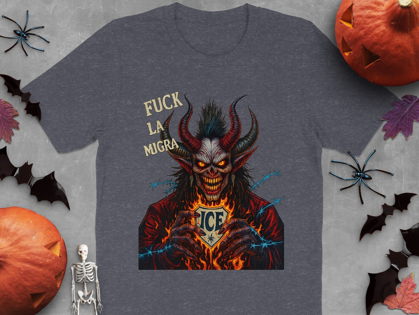 Scary Demon Skeleton Themed Graphic T-shirt product