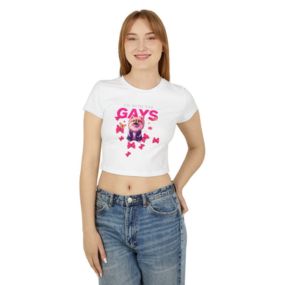 Women's Baby Tee - I'm With The Gays, Fun & Cute LGBTQ+ T-Shirt