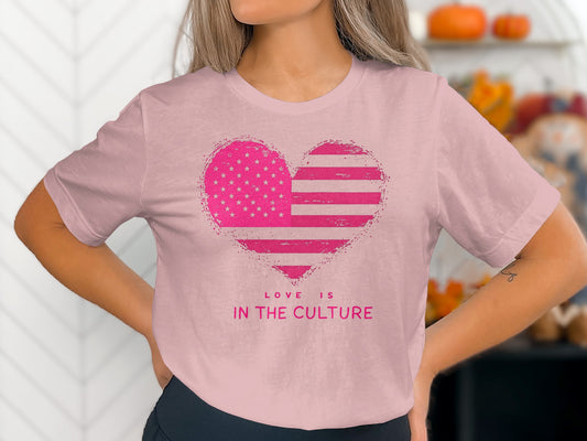 Love Is In The Culture Heart and Stripes T-Shirt