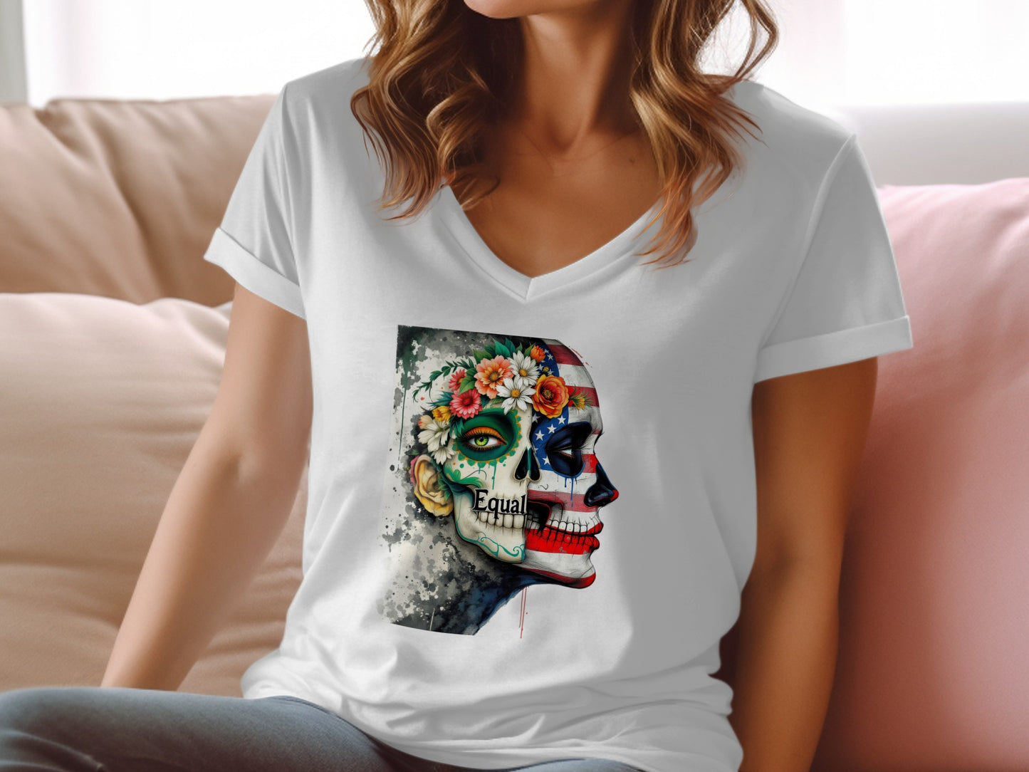 Colorful Sugar Skull Art Print Women's T-Shirt product