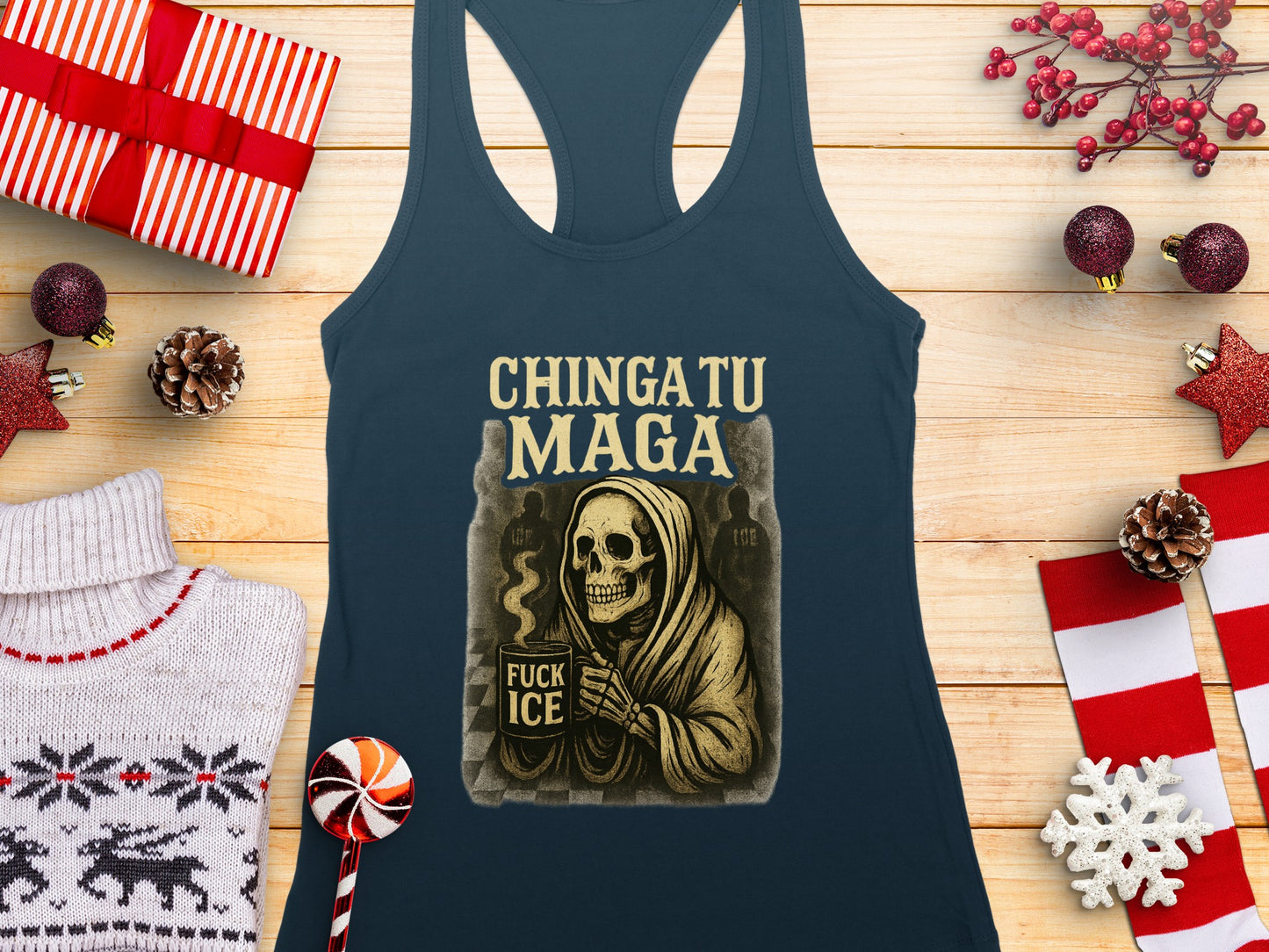 Chingatu Maga Skull Holding Coffee Customer Magnet