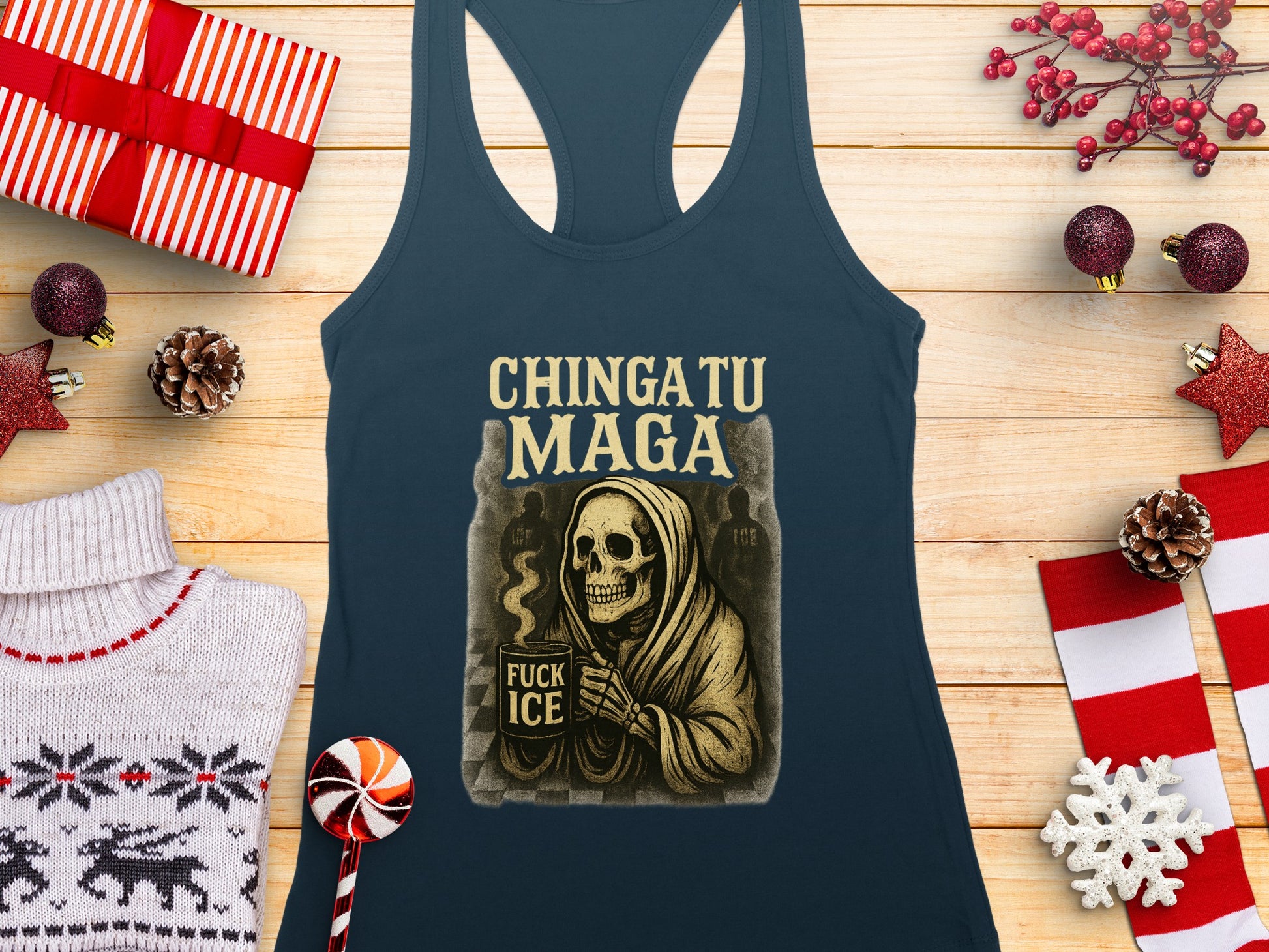 Chingatu Maga Skull Holding Coffee Customer Magnet