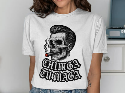 Chinga Tu Maga Skull Smoking T-shirt product