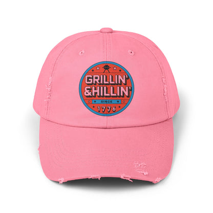 Grillin' Shillin' Unisex Distressed Cap - Casual Outdoor Hat for BBQ Lovers
