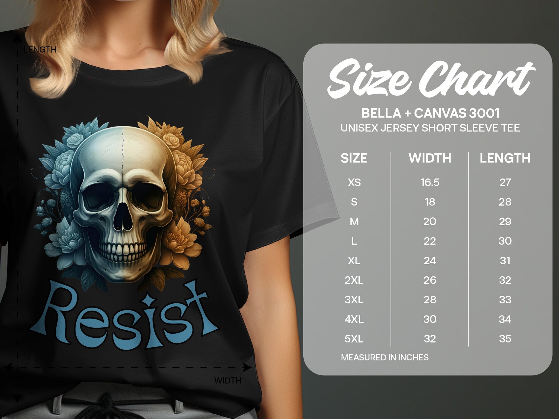 Skull with Flowers and Text Resist Tee product