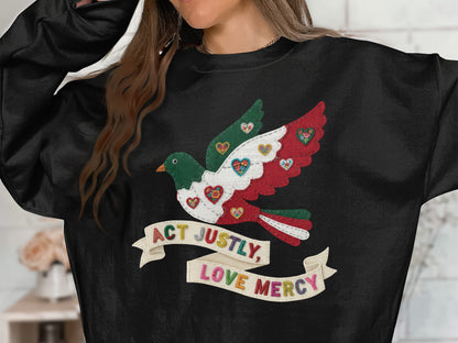 Act Justly Love Mercy Colorful Bird Graphic Sweatshirt