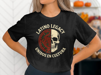 Latino Legacy Unidos en Cultura Skull Themed Shirt