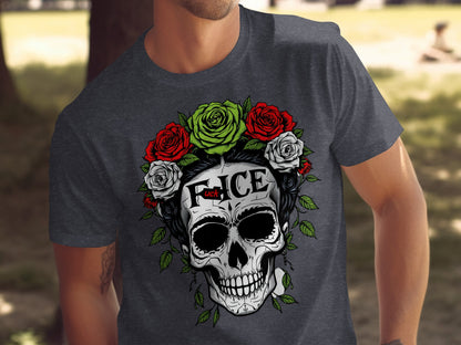 Skull With Floral Elements Graphic Tee product