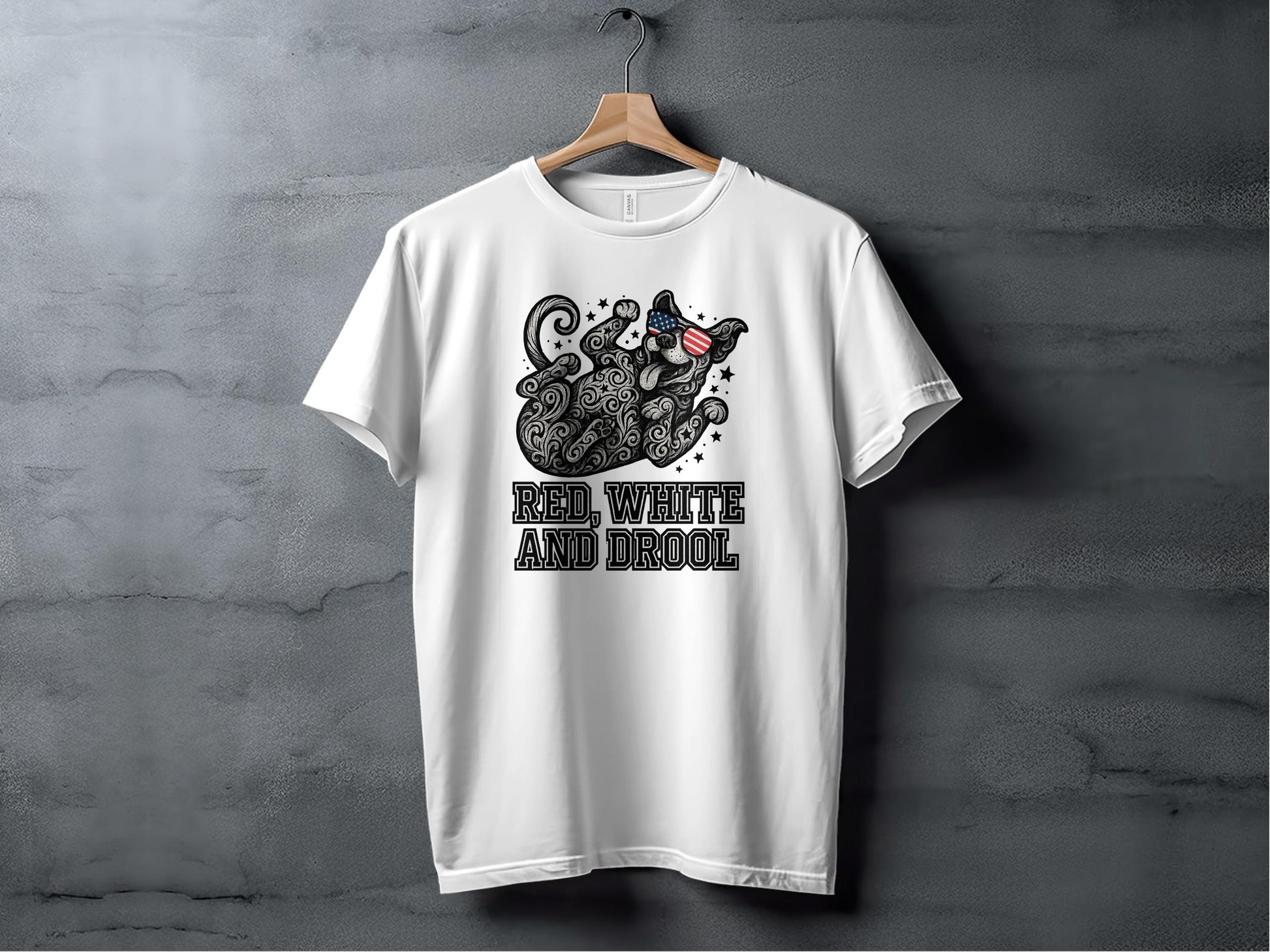 Red White and Drool Patriotic Dog T-Shirt product type