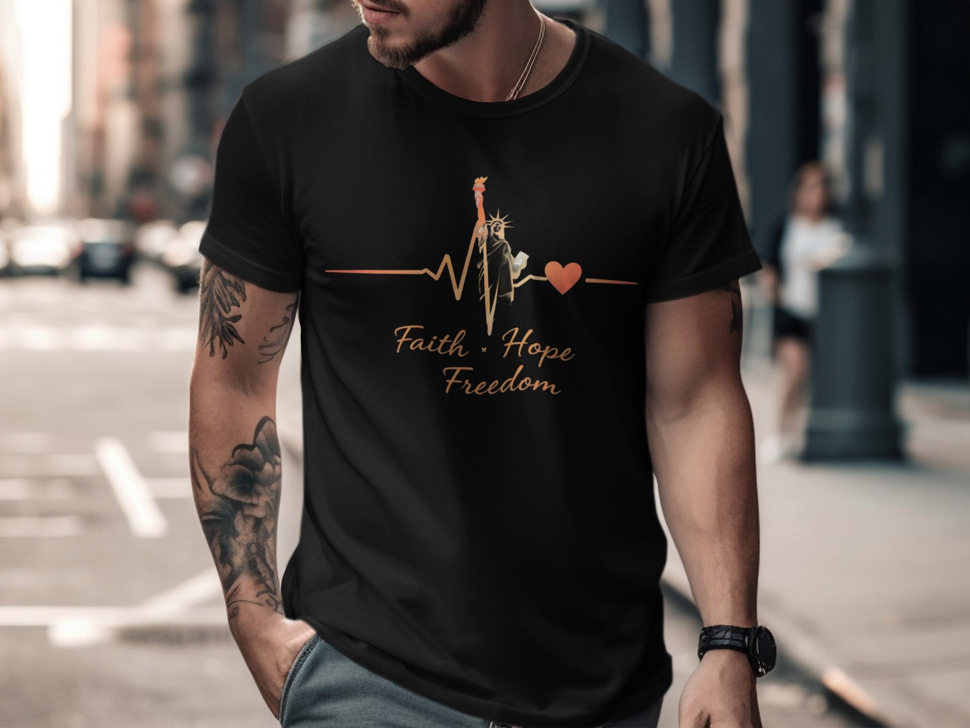 Faith Hope Freedom Heartbeat Design T-shirt product