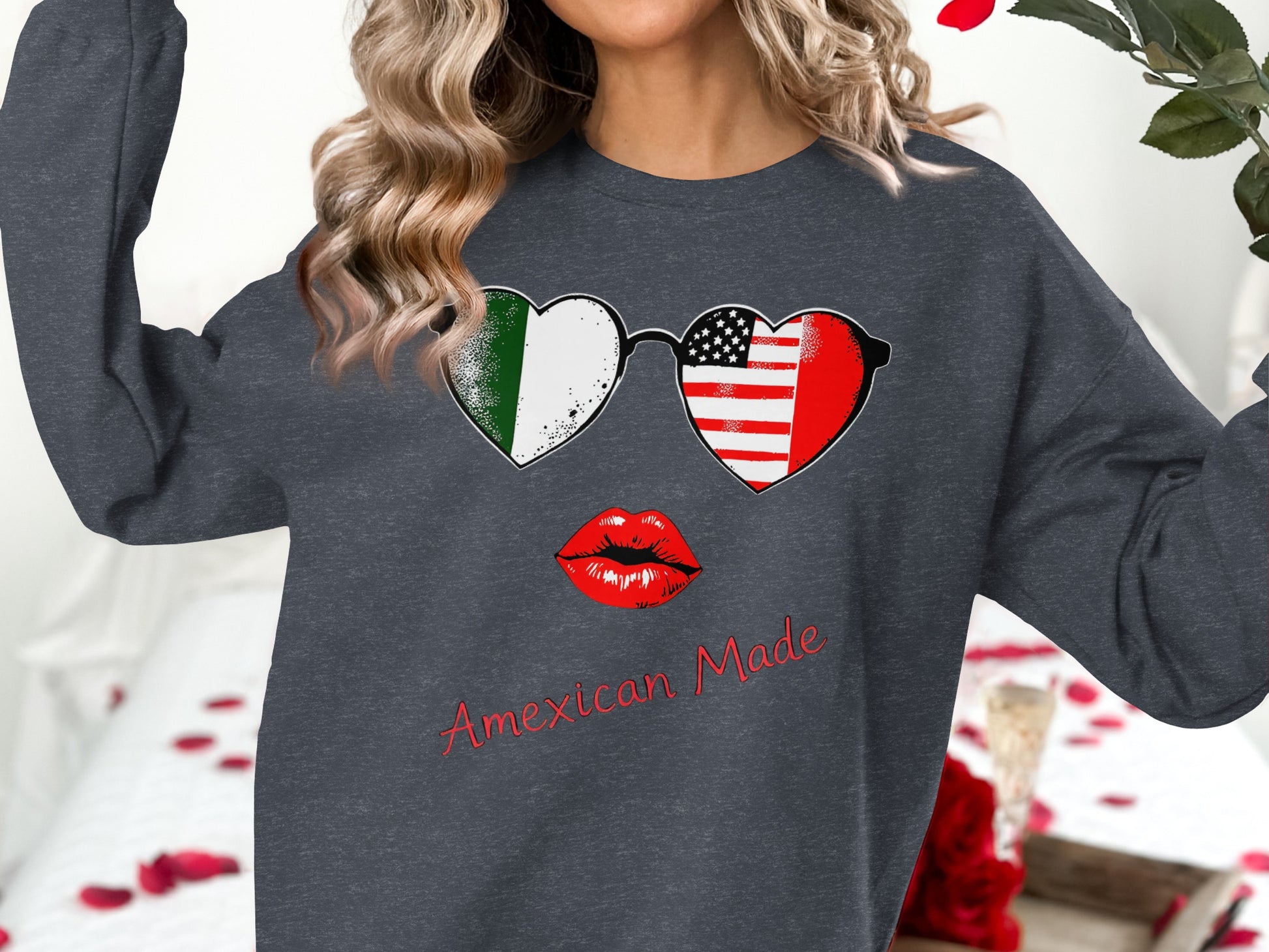Amexican Made Heart Sunglasses Lips Sweatshirt product type