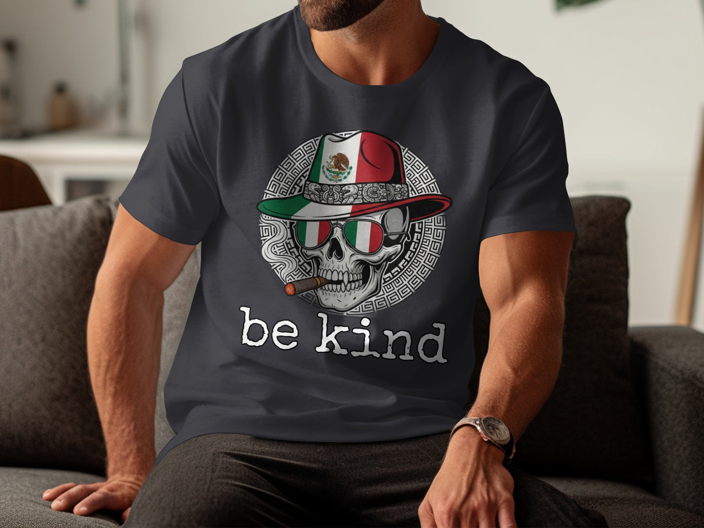 Be Kind Skull Design with Hat Unisex T-Shirt