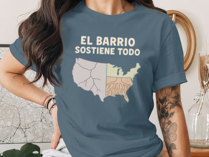 El Barrio Sostiene Todo Map Graphic T-Shirts