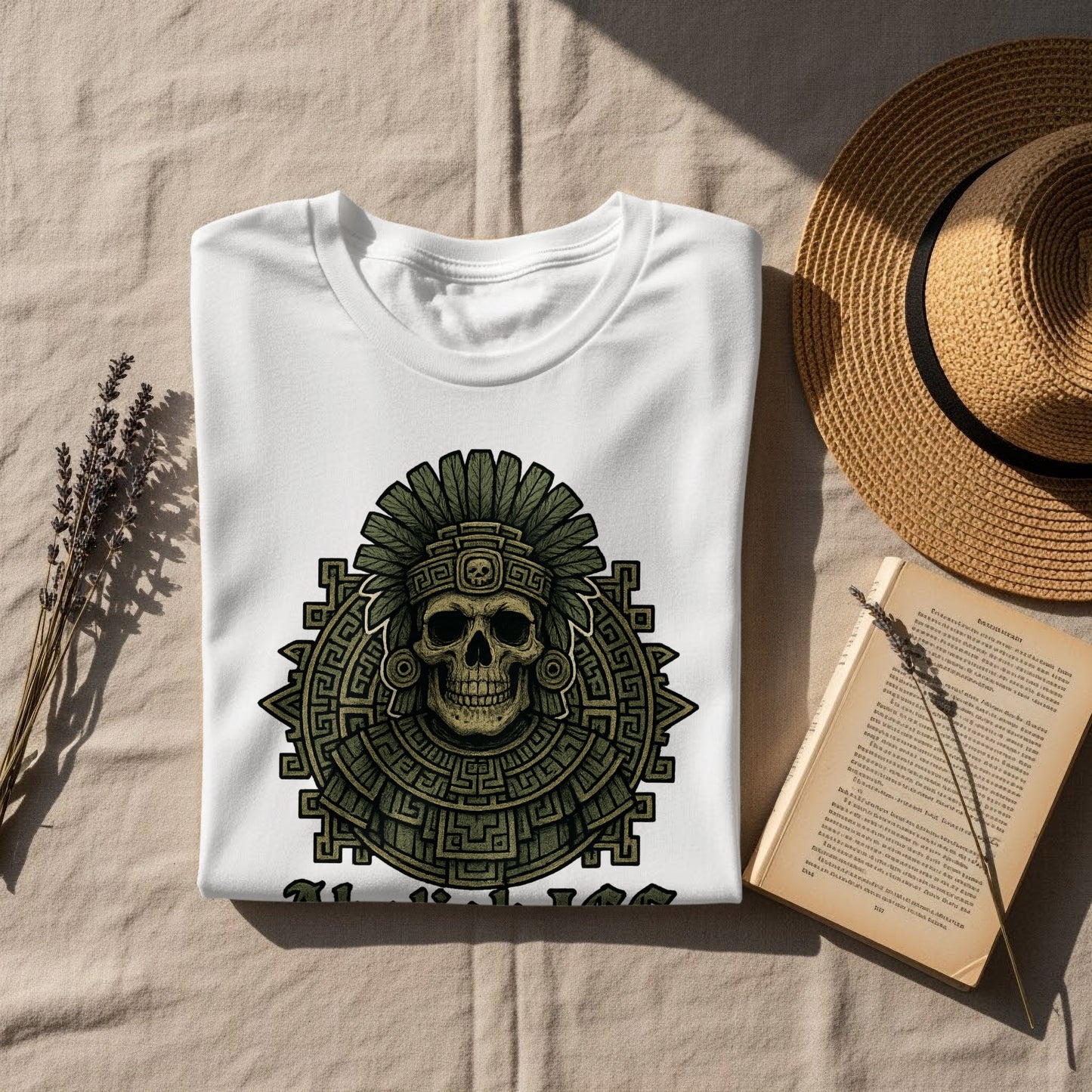 Ancient Aztec Skull Design Graphic Short Sleeve Shirt