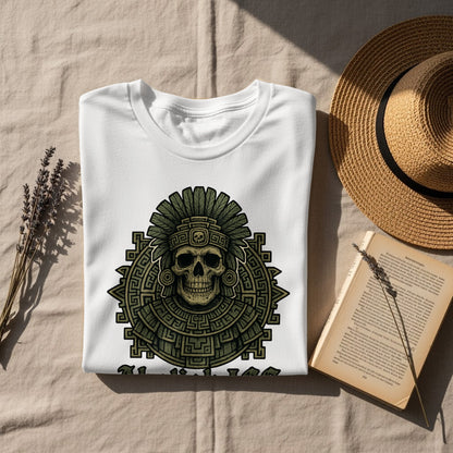Ancient Aztec Skull Design Graphic Short Sleeve Shirt