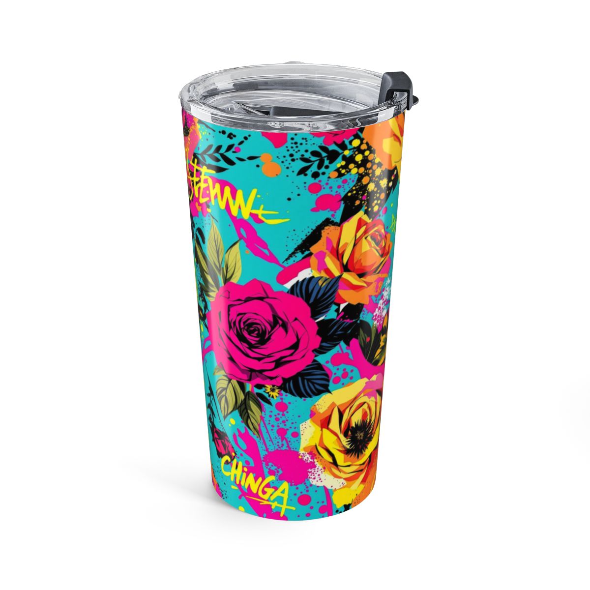 Colorful Floral and Graffiti Design Tumbler
