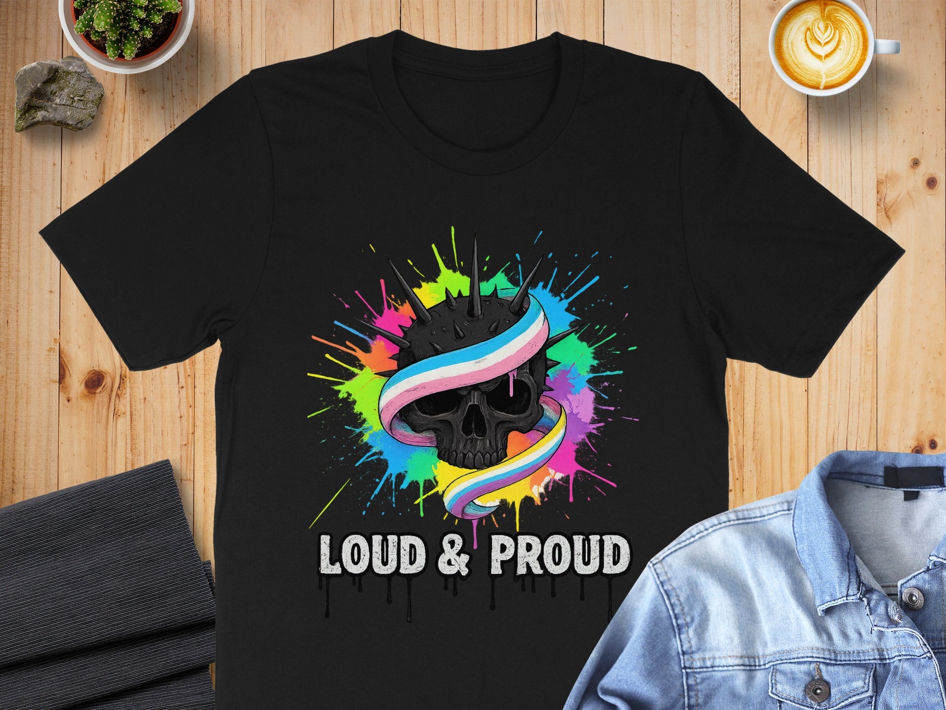 Vibrant Skull Design Loud and Proud T-shirt product