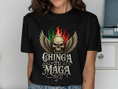 Chinga Tu Maga Skull Graphic Design Shirt product