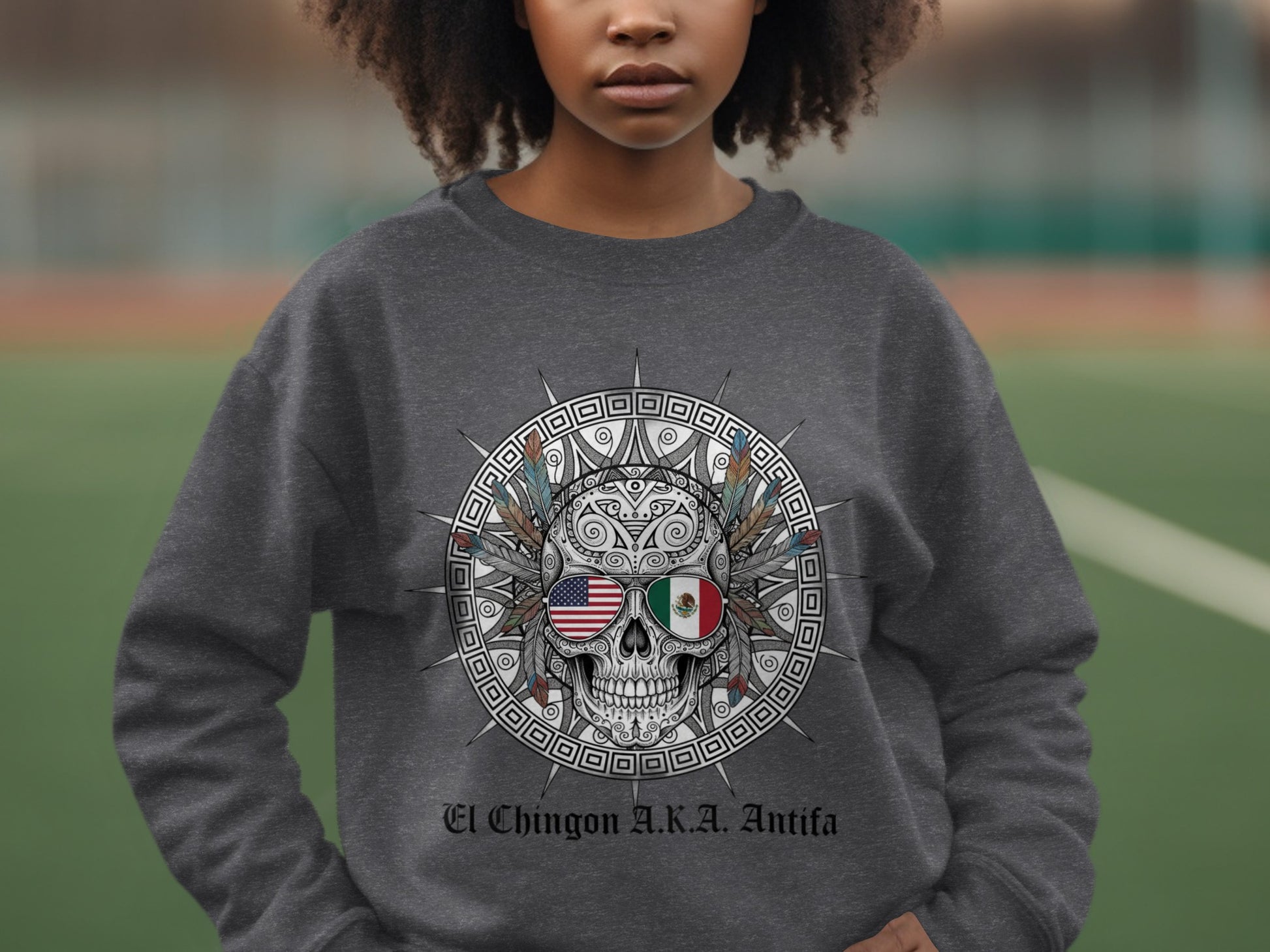 El Chingon AKA Antifa Skull Design Sweatshirt
