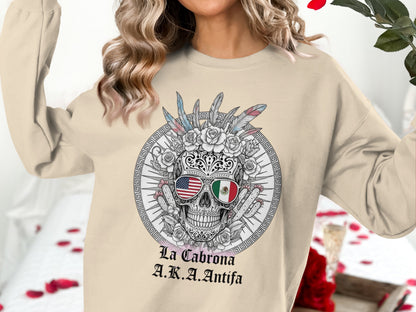 La Cabrona AKA Antifa Skull Graphic Sweatshirt