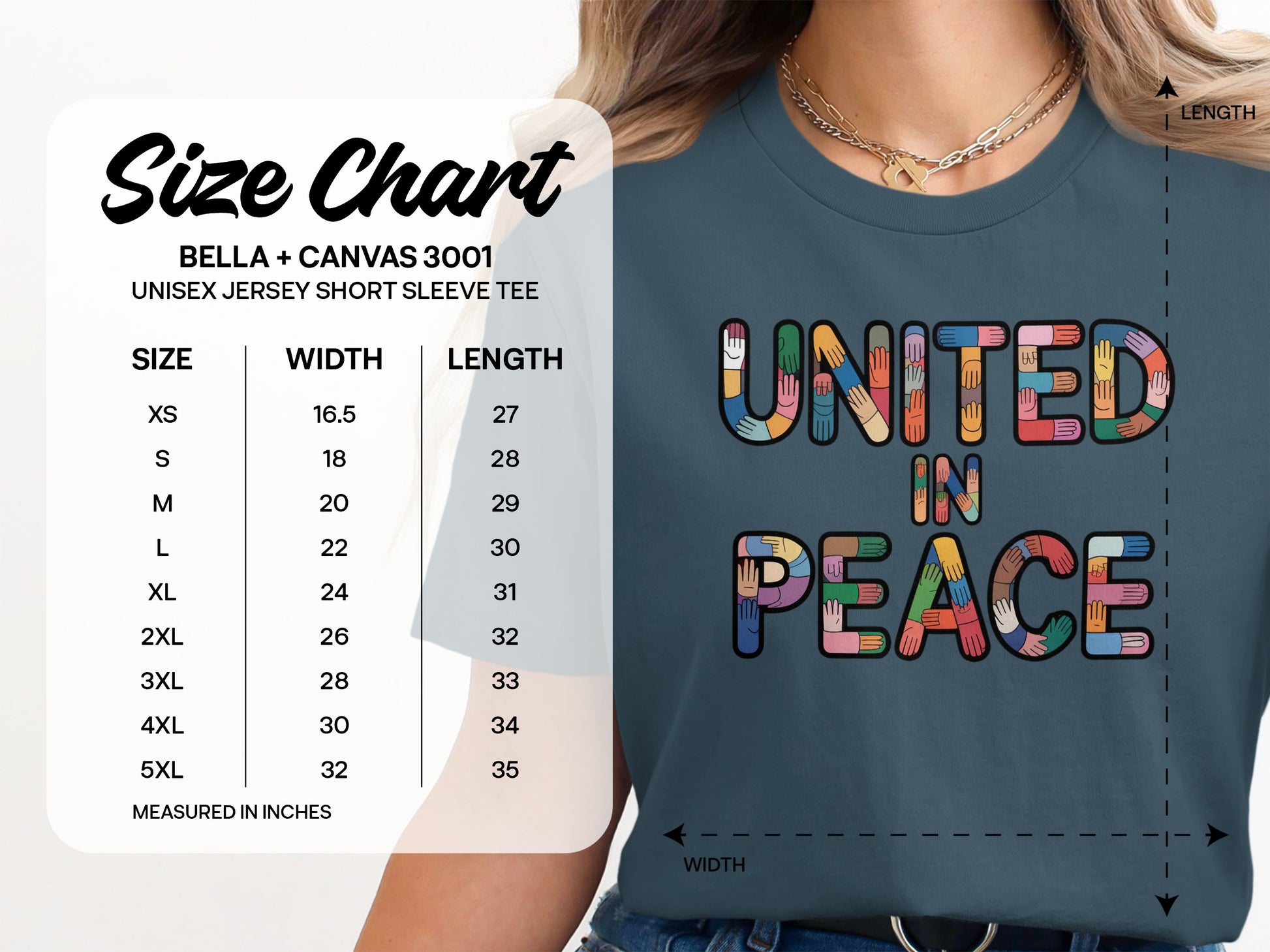 United in Peace Text Graphic Short Sleeve Tee