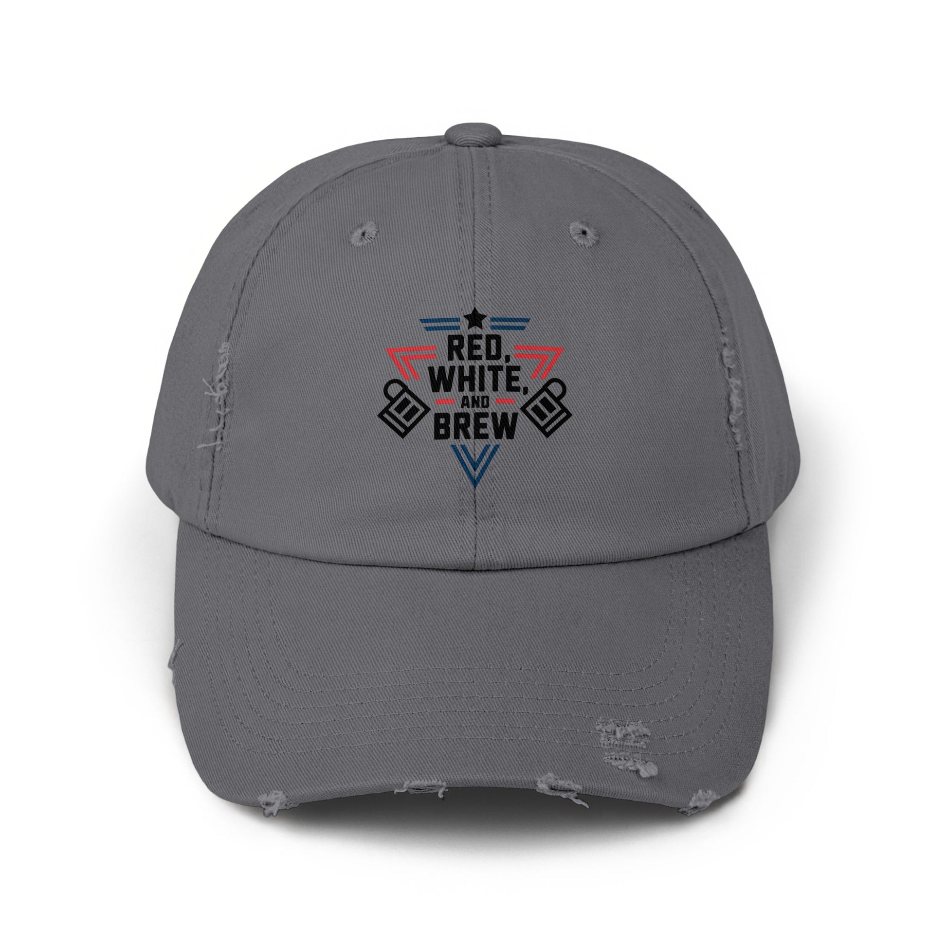 Red White and Brew Design Distressed Baseball Cap product