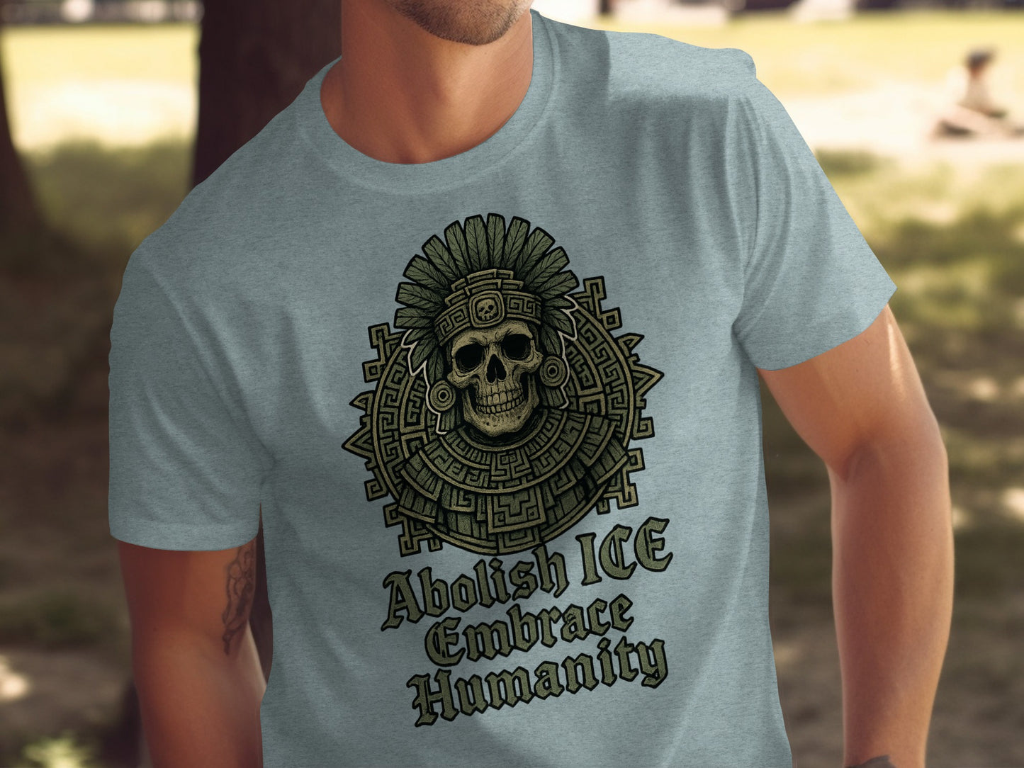 Abolish ICE Embrace Humanity Skull Graphic Tee