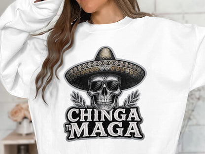 Chinga Tu Maga Skull with Sombrero Graphic Shirt product