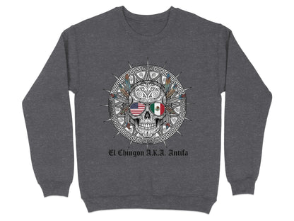 El Chingon A.K.A. Antifa Aztec Skull Design Sweatshirt