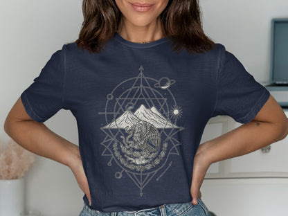 Geometric Dragon Print Navy Blue Graphic Tee product