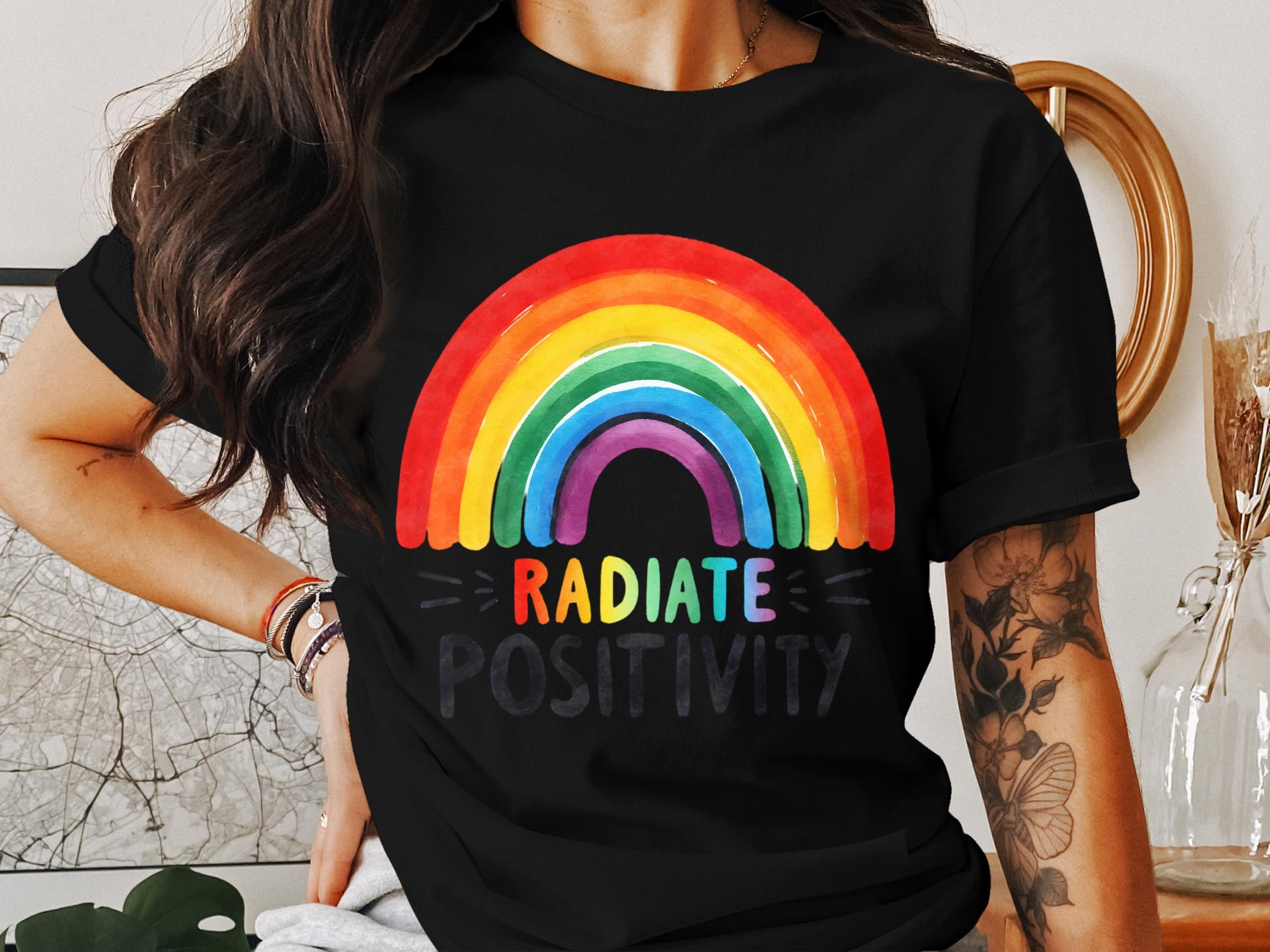 Radiate Positivity Rainbow Graphic T-Shirt product