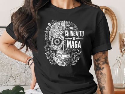 Chinga Tu Tu Maga Skull Graphic Tee Shirt Product