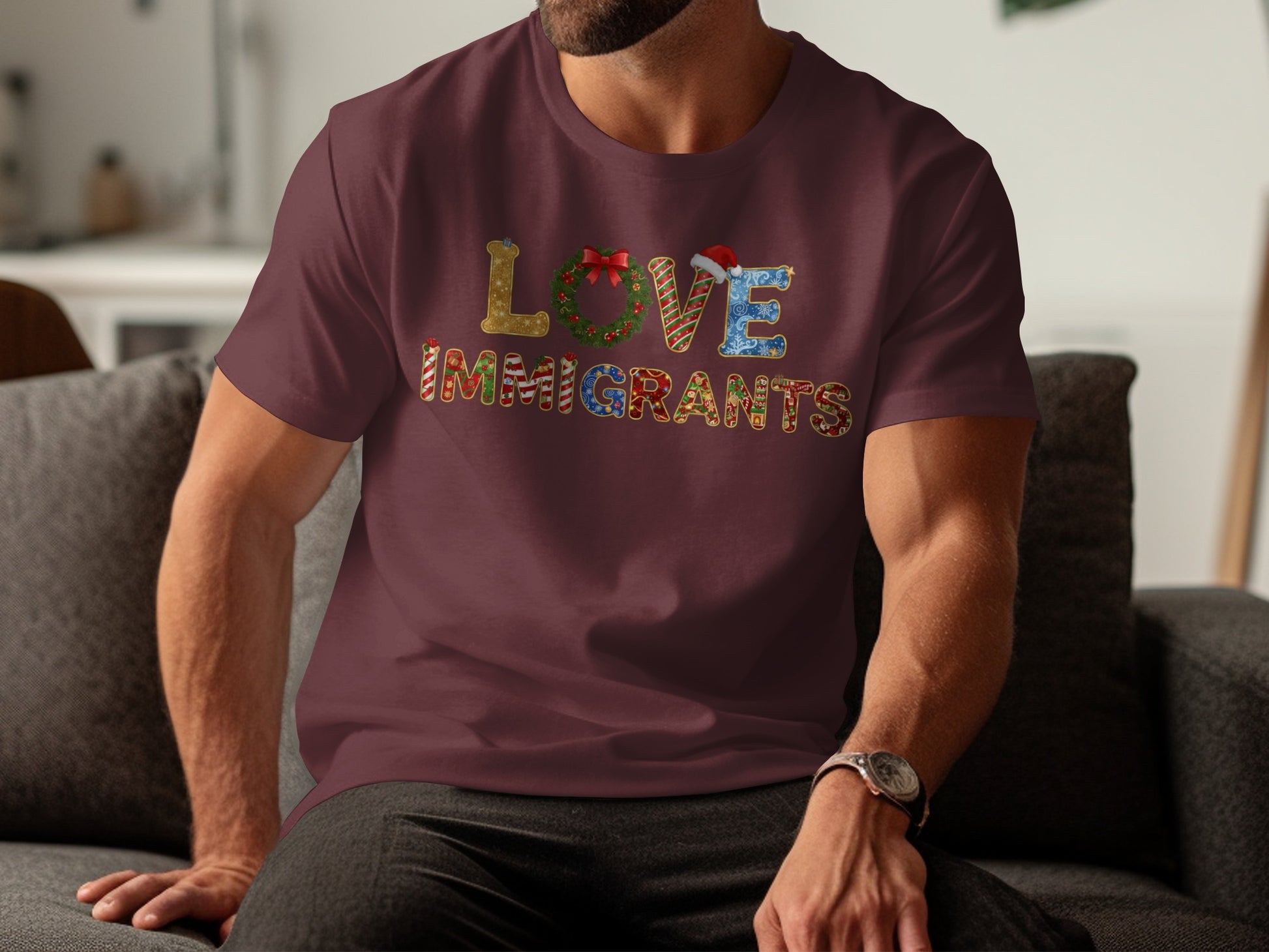 Love Immigrants Festive Holiday Design T-Shirt