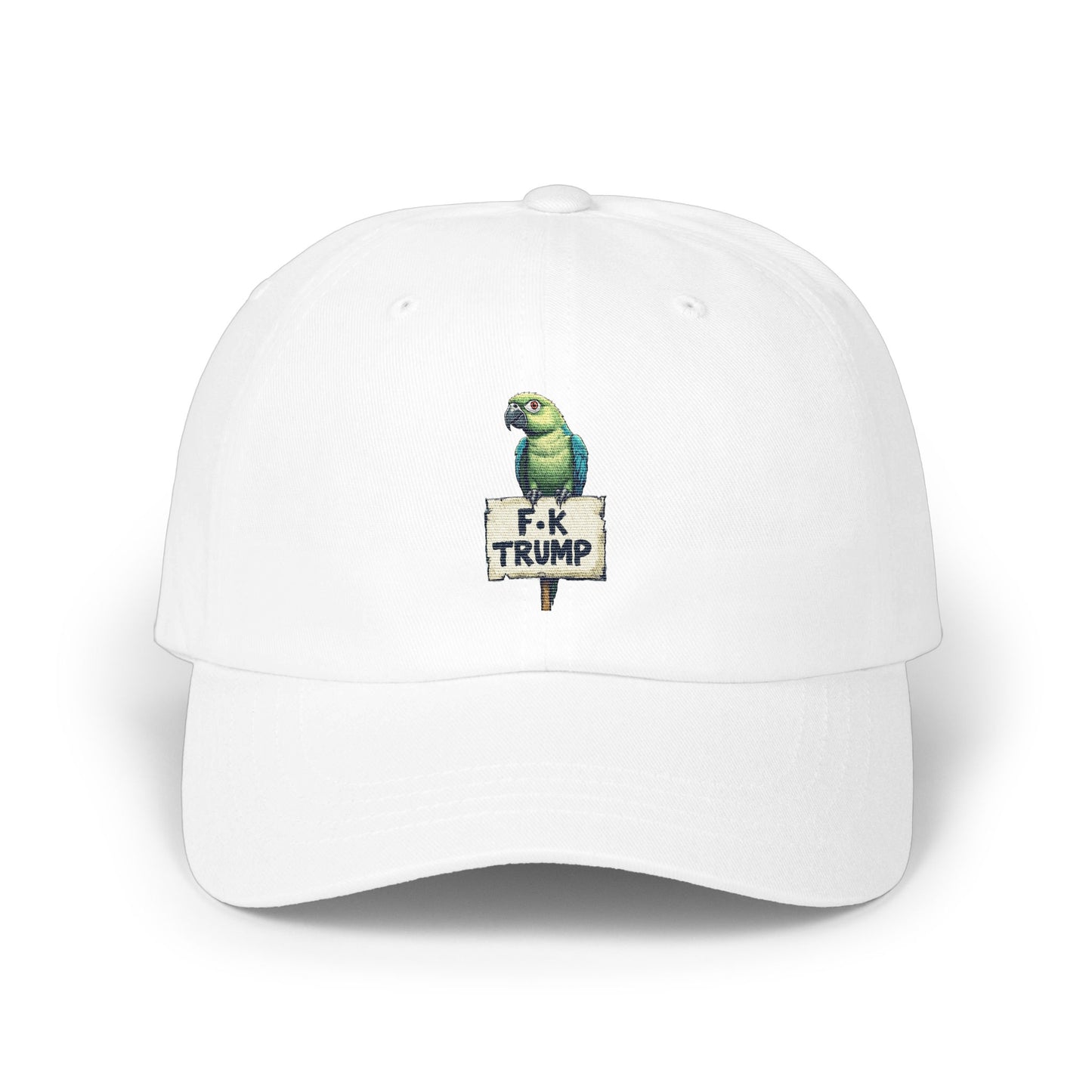 Parrot with Sign F-k Trump Text Embroidered Cap product