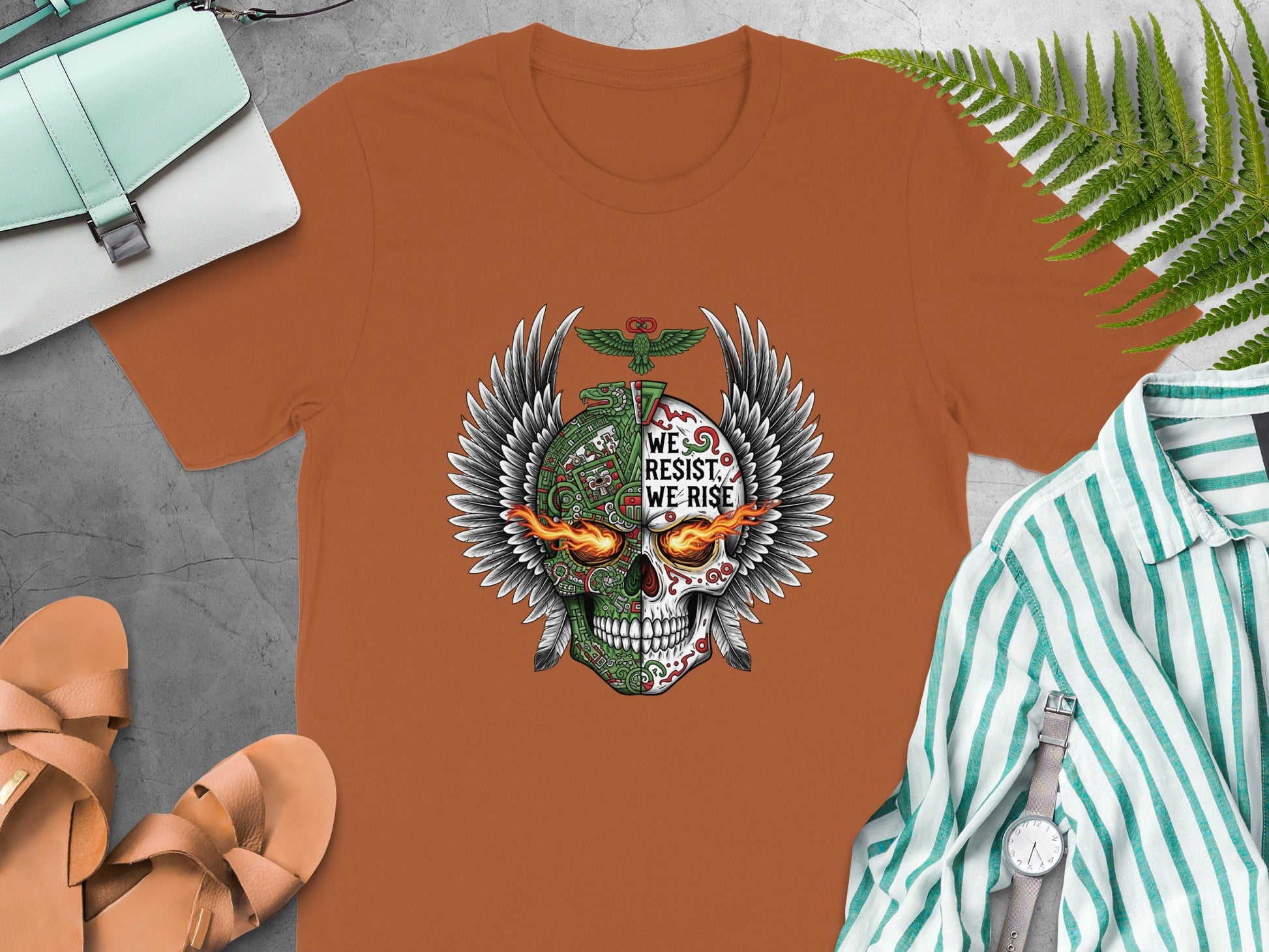 We Resist We Rise Winged Skull Graphic T-Shirt product