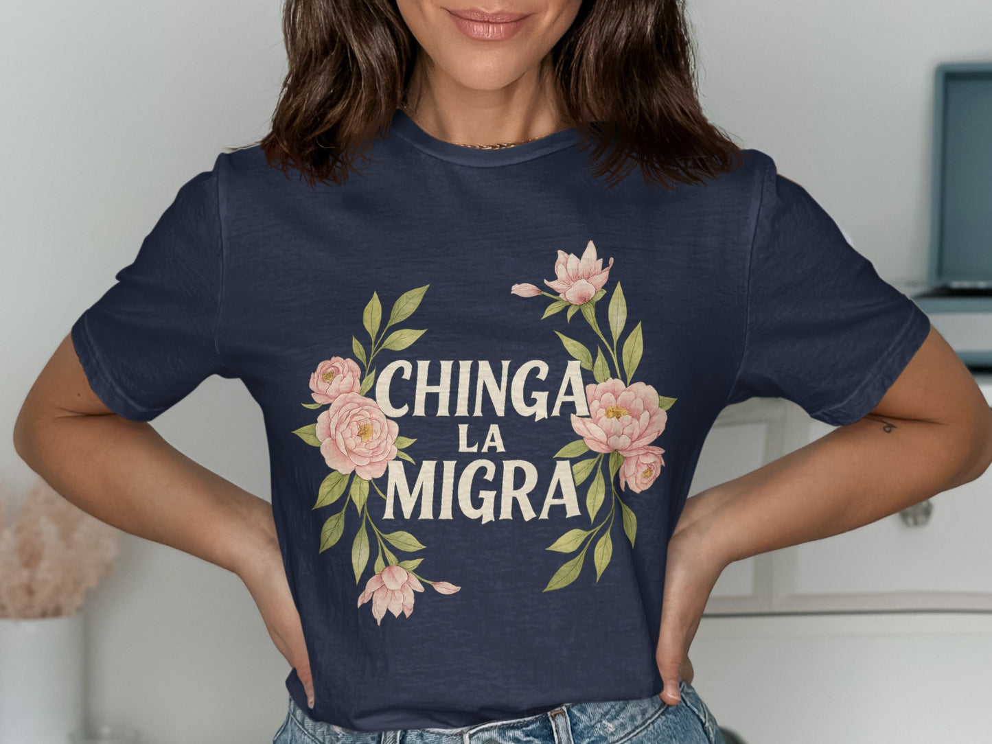 Chinga La Migra Floral Graphic T-shirt product type