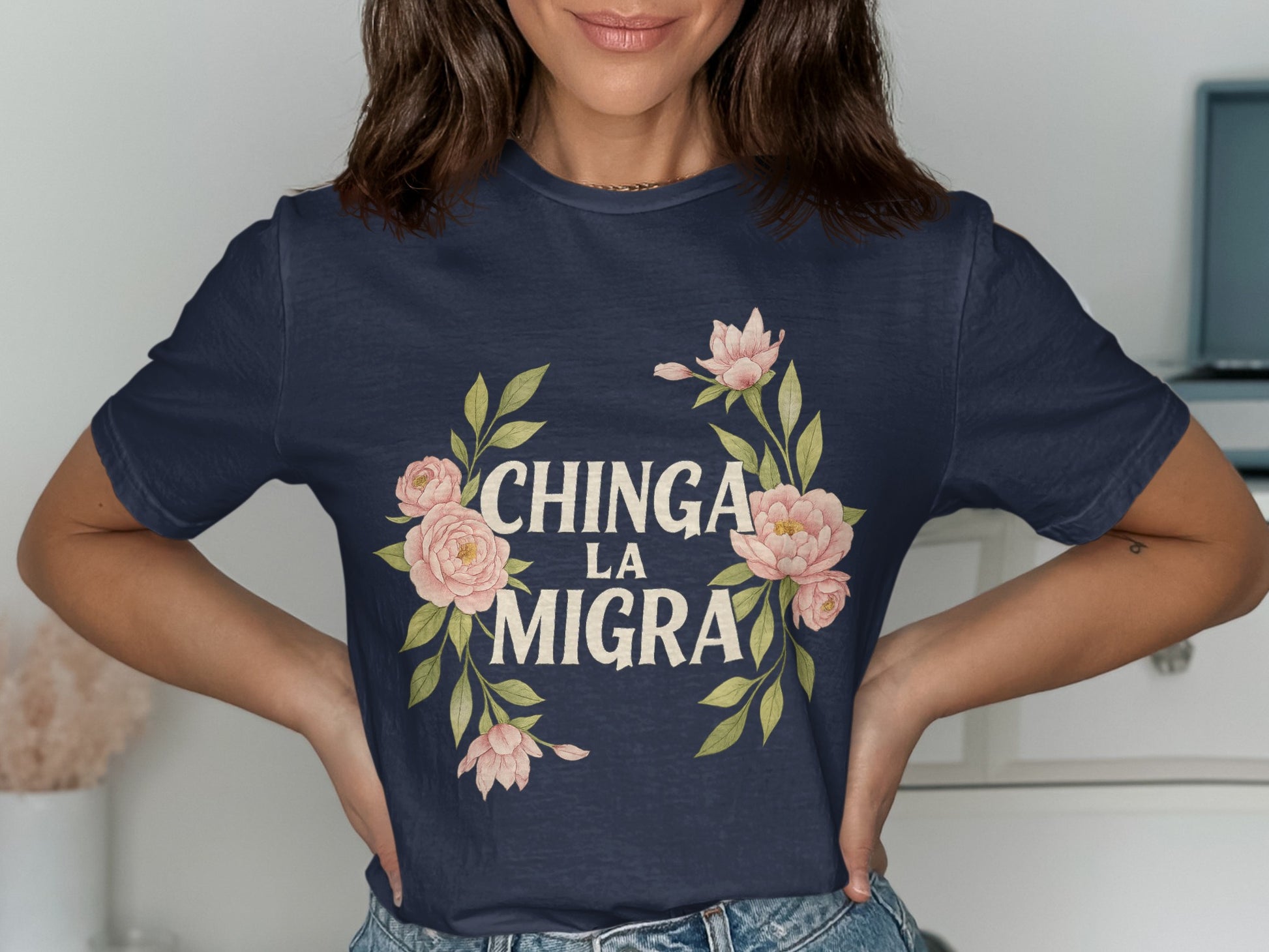 Chinga La Migra Floral Graphic T-shirt product type