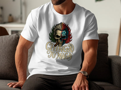 Chingad Tu Maje Skull and Flag Graphic Tee Shirt product